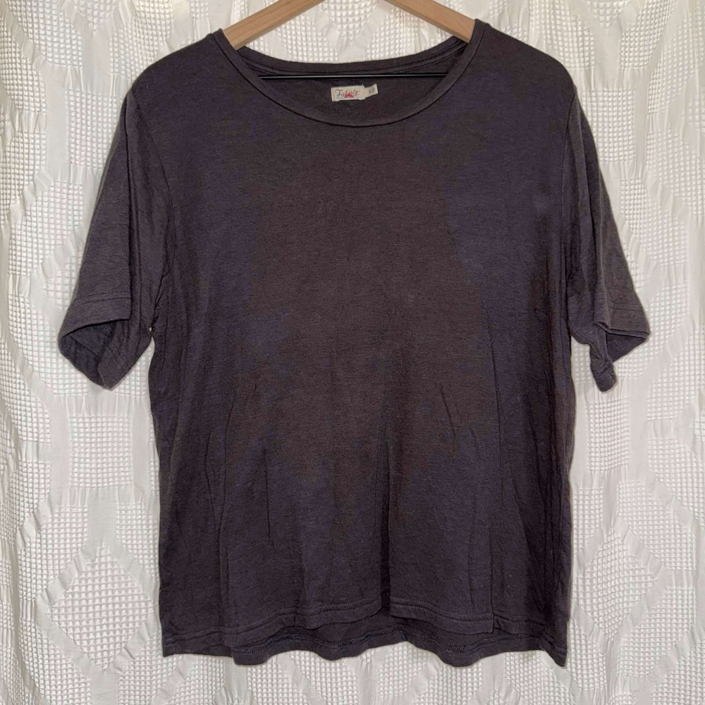Faherty T-Shirt Gray Pima Cotton Modal Short Sleeve Crew Neck Top XL Basic Soft